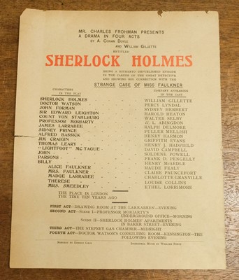 Lot 633 - Sherlock Holmes Theatre Broadside. Mr Charles Frohman Presents a Drama in Four Acts