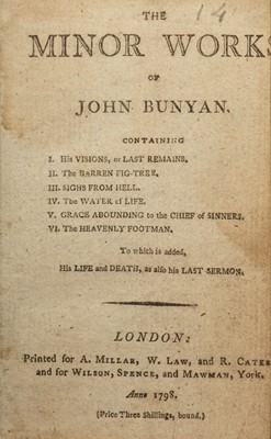 Lot 254 - Bunyan (John). The Minor Work[s], Containing I. His Visions, or Last Remains