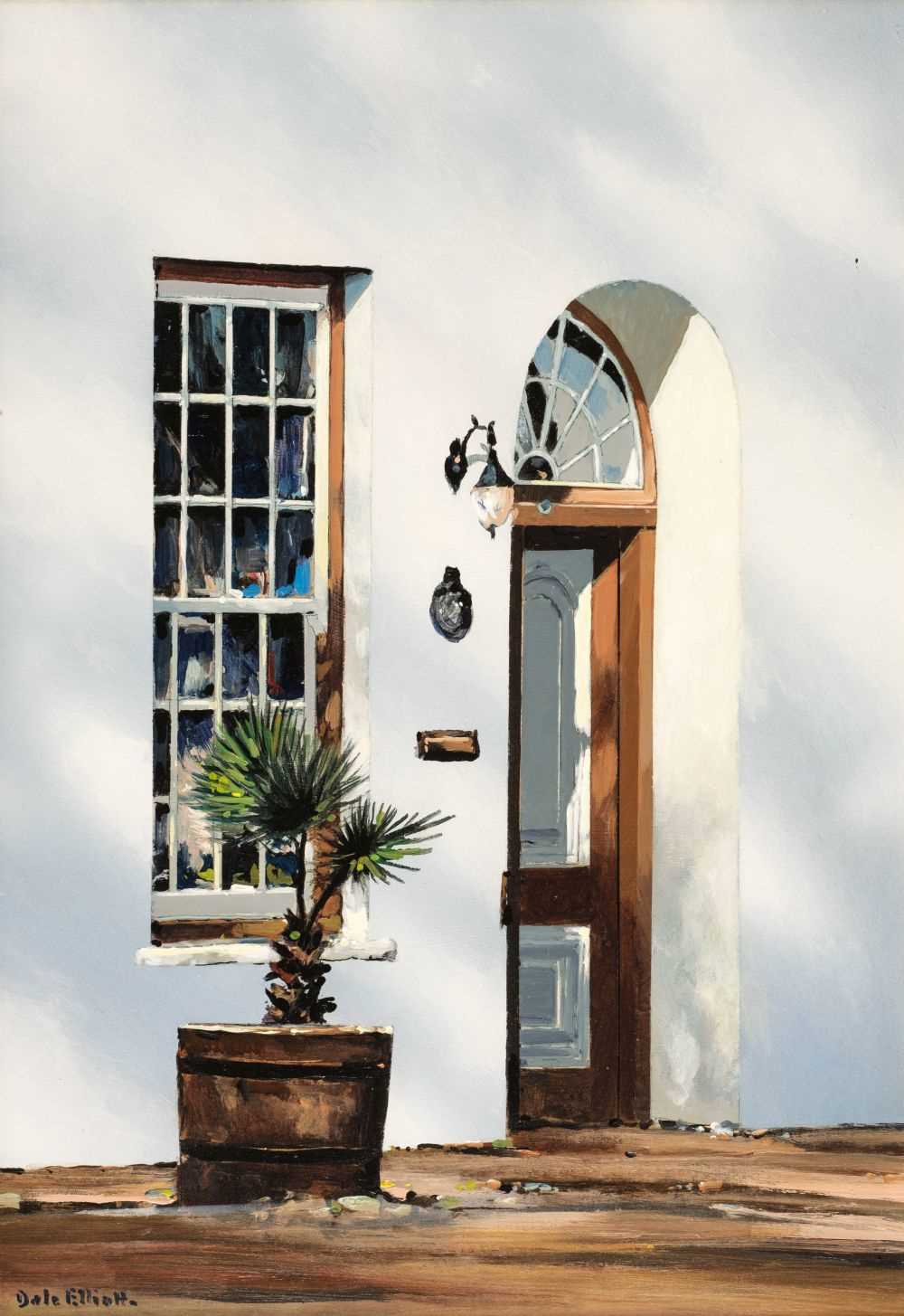 Lot 469 - Elliott, Dale (born 1946). An elegant door way with a fan skylight, oil on board, signed