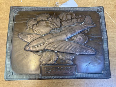 Lot 48 - Battle of Britain. An RAF embossed relief copper plaque circa 1965