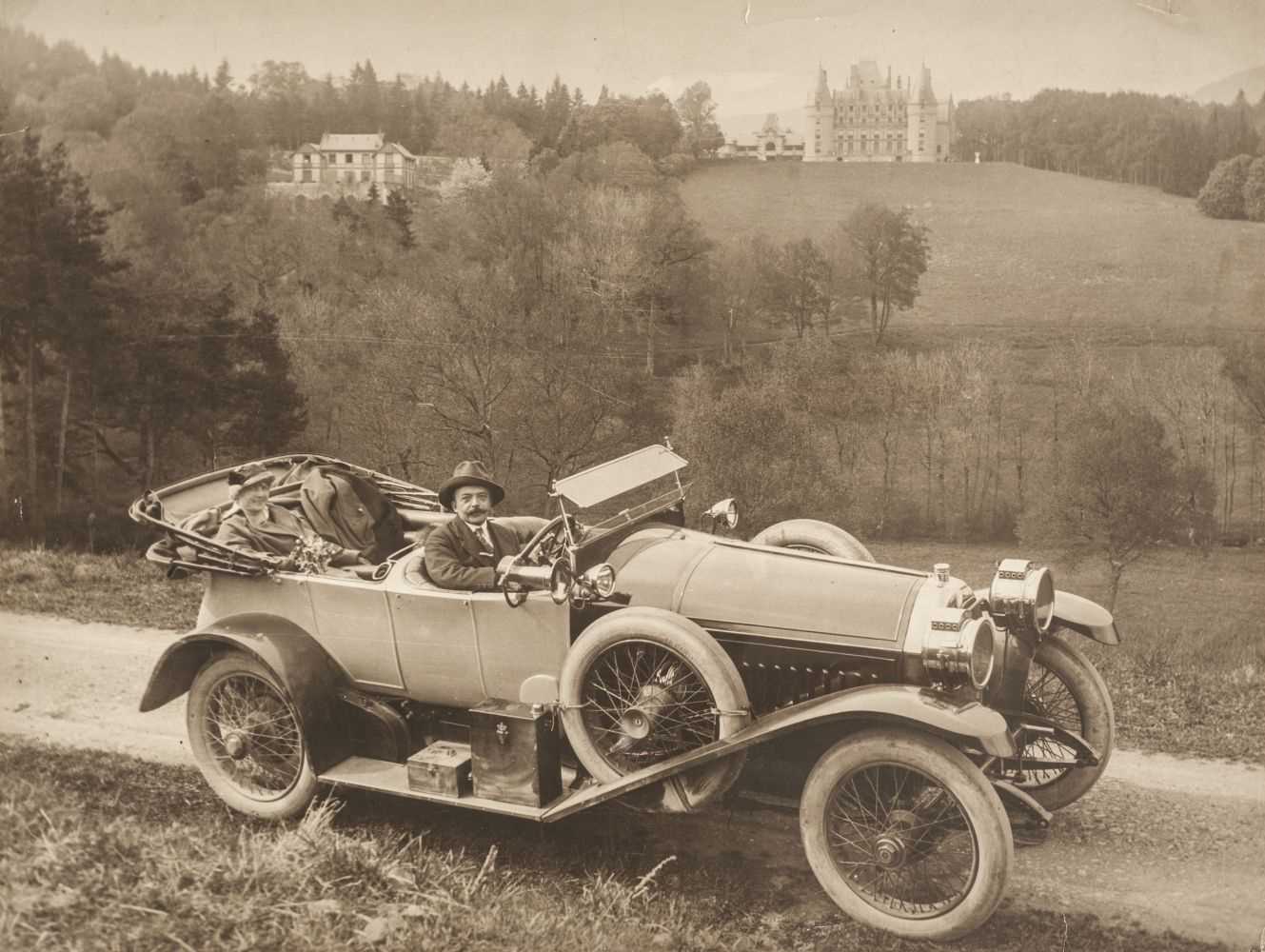 Lot 240 - Early Motoring. A fine enlarged sepia-tone photograph, circa 1918