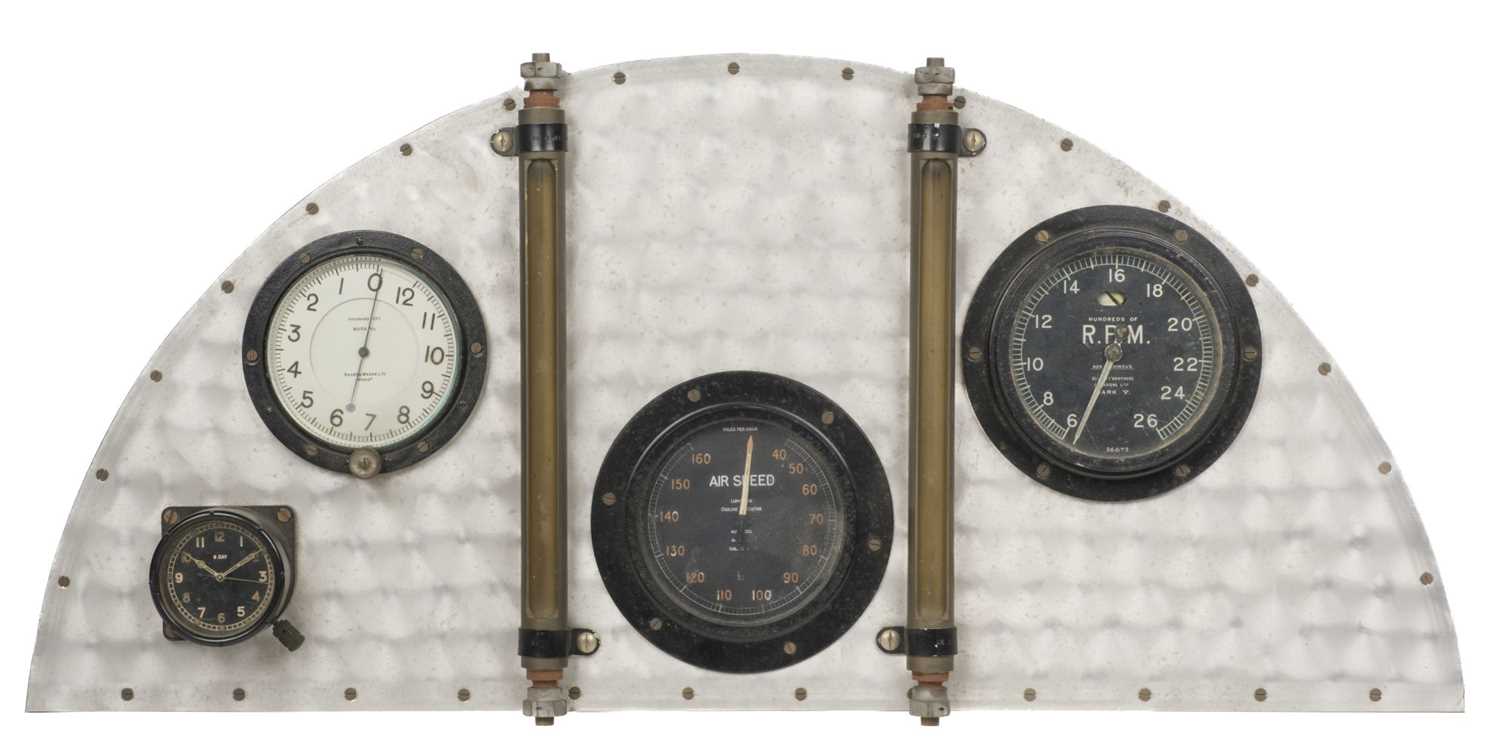 Lot 180 - Cockpit Instruments. A WWII period aircraft instrument panel
