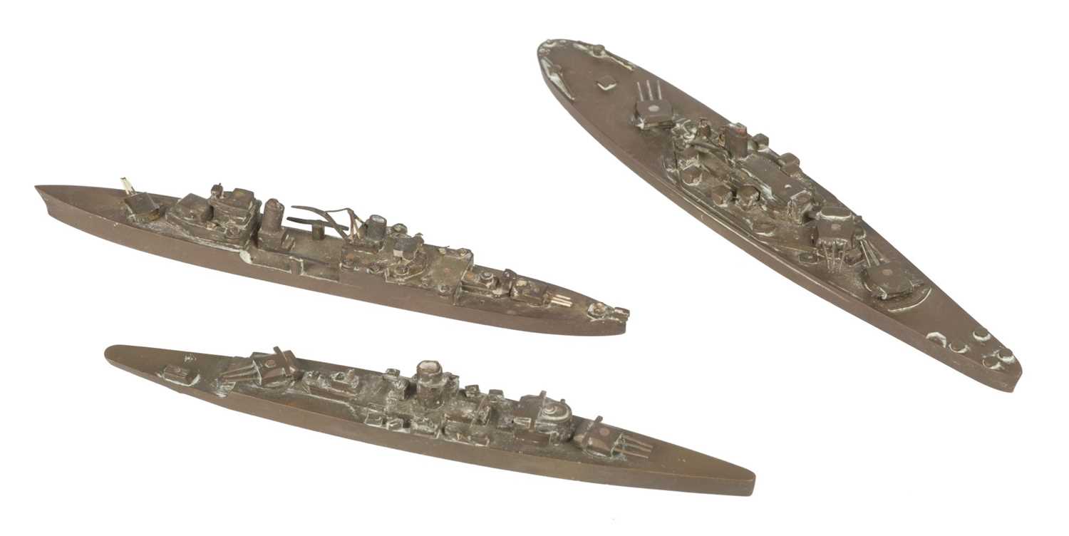 Lot 34 - Air Ministry Ships. WWII Air Ministry 'Operation Room' brass model ships