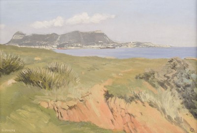 Lot 462 - Miers, The Bay of Gibraltar, 1992, oil on board, signed, and William-Powlett, Kenya view