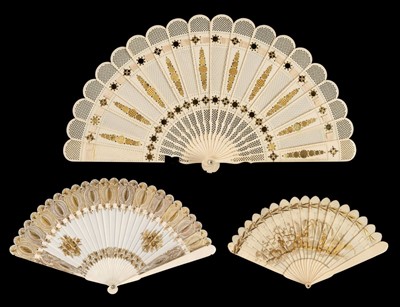Lot 357 - Inlaid fan. An ivory brisé fan, late 19th century