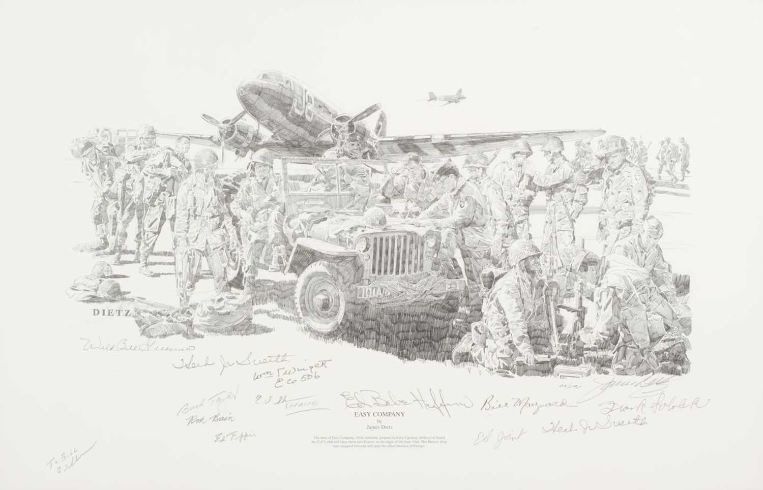 Lot 119 - Dietz (James). Easy Company, black and white print, limited edition 95/101 and helmet