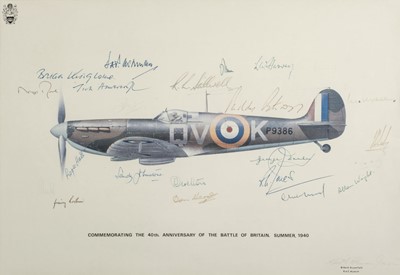 Lot 117 - Broomfield (Keith). Spitfire P9386, colour print, commemorating the Battle of Britain