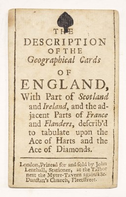 Lot 121 - Lenthall (John, publisher). Geographical Cards of England, with part of Scotland... [c.1712-1717]