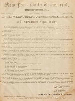 Lot 262 - American Civil War Enrolment Newspapers. New York Daily Transcript Extra, 18 issues bound as one