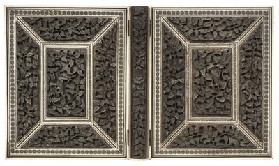 Lot 364 - Bombay School. A carved and sadeli micro mosaic photograph album, late 19th century