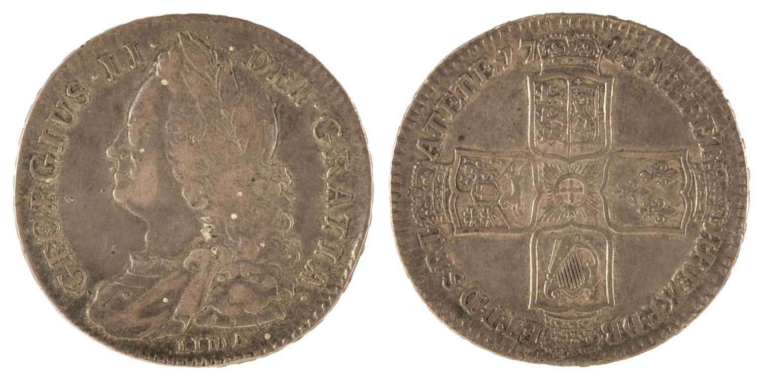 Lot 487 - George II (1727-60). Halfcrown, 1745