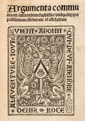 Lot 210 - Michaelis (Nicolaus). Argumenta communia ad inferendum sophistice, 1494