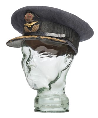 Lot 161 - RAF Cap. A WWII RAF Group Captain's cap by William Rowe & Co Ltd, Gosport