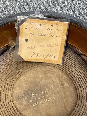 Lot 161 - RAF Cap. A WWII RAF Group Captain's cap by William Rowe & Co Ltd, Gosport