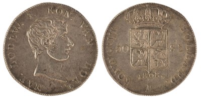 Lot 444 - Netherlands. Napoleonic Kingdom. Louis Napoleon (1806-10). 50 Stuivers, 1808