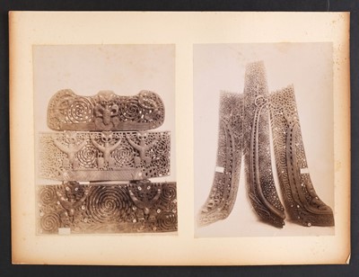 Lot 129 - Maori Artefacts and Dwellings. A group of 6 photographs of Maori artefacts and dwellings, c. 1890s