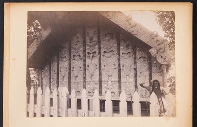 Lot 129 - Maori Artefacts and Dwellings. A group of 6 photographs of Maori artefacts and dwellings, c. 1890s