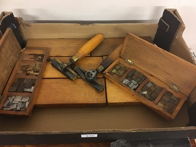 Lot 453 - Type cabinet. An 18 drawer Caslon type cabinet with brass type