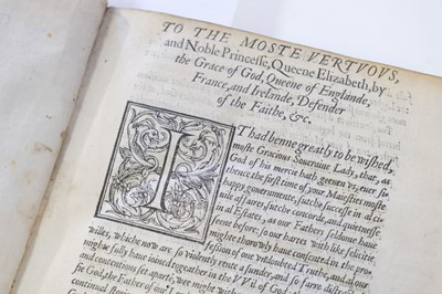 Lot 258 - Jewel (John). A Defence of the Apologie of the Churche of Englande, 1st edition, 1567