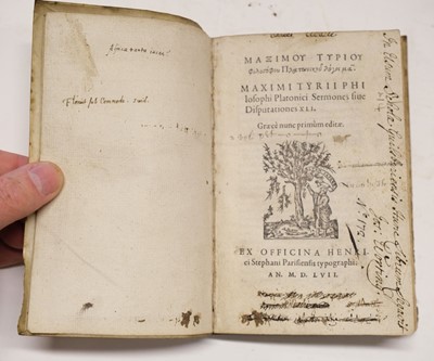 Lot 256 - Maximi Tyrii Philosophi Platonici Sermones sive Diputationes, 1557