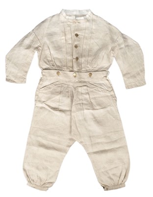 Lot 137 - Children's clothes. A boy's linen skeleton suit, late 18th/early 19th century