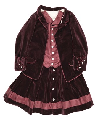 Lot 138 - Children's clothes. A Victorian boy's velvet dress