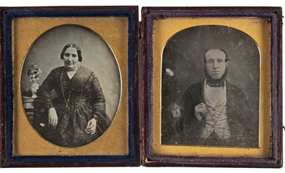 Lot 23 - Cased Images. A group of 2 one-sixth plate daguerreotypes and 3 one-sixth plate ambrotypes