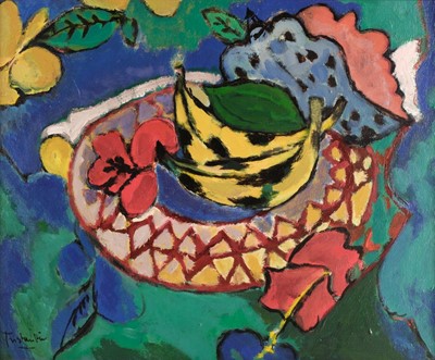 Lot 463 - West Indies. Caribbean Still Life of Plantains, 1995, oil on canvas, signed and dated