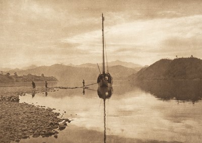 Lot 33 - China. A pair of sepia photogravures of boats on the River Hwei, China, by Donald Mennie, 1925