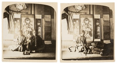 Lot 66 - China. Two photographs of an opium smoker with attendant by Clarence Hudson White, c. 1900