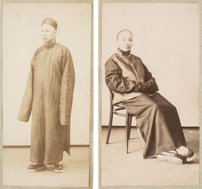 Lot 47 - China. Four studies of Chinese men, c. 1890-1910, albumen and gelatin silver print photographs