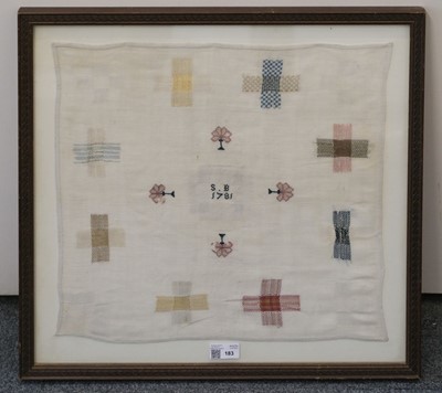 Lot 183 - Sampler. An 18th century darning sampler, 1781