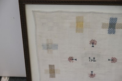Lot 183 - Sampler. An 18th century darning sampler, 1781