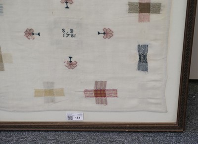 Lot 183 - Sampler. An 18th century darning sampler, 1781
