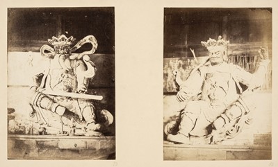 Lot 63 - China. Two carved figures in a Shanghai temple by William Saunders, c. 1865