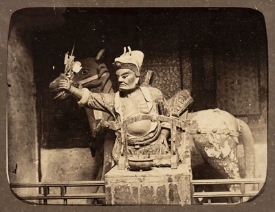 Lot 26 - China. Carved Chinese figure and horse in a Shanghai temple, c. 1870