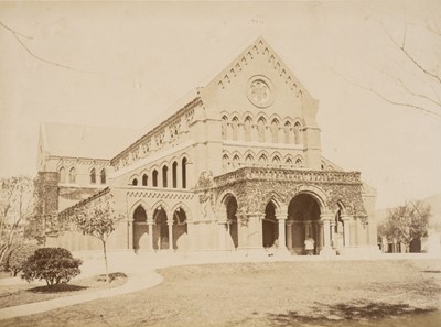 Lot 67 - China. Two views of Trinity Church, Shanghai, c. 1870 and 1893, albumen prints on card mounts