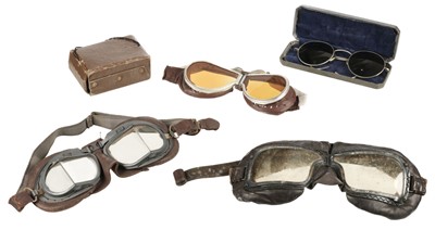 Lot 219 - Flying Goggles. A collection of WWII period flying goggles including Mk III