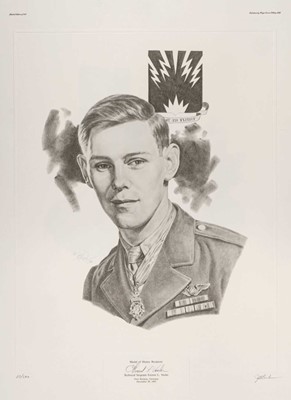 Lot 124 - Keck, (Janice G.) WWII Eighth Air Force Medal of Honor recipient portrait prints