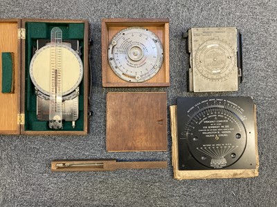 Lot 222 - Navigational Instruments. A WWII RAF Course and Speed Calculator, Mk II etc