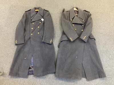 Lot 233 - RAF Greatcoats. WWII RAF greatcoats worn by a Wing Commander and Squadron Leader