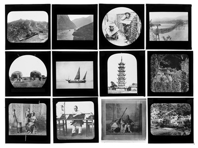 Lot 208 - Magic Lantern Slides. A group of 43 mostly photographic magic lantern slides of China