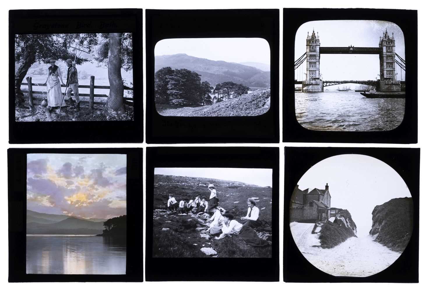 Lot 216 - Magic Lantern Slides. A group of 81 mostly photographic magic lantern slides of English views