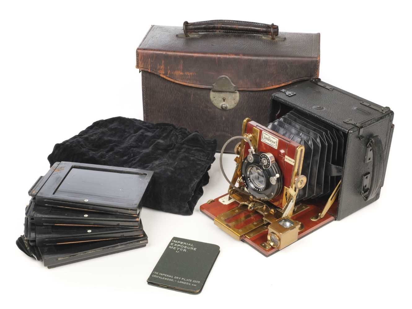 Lot 191 - Sanderson Junior Model Half Plate Camera with Ross 5 1/4 in Xpres 1:4.5 lens