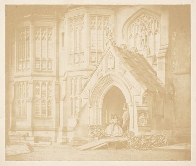 Lot 247 - Clifford (Charles, 1819/20-1863). Two figures outside the main entrance to Scarisbrick Hall
