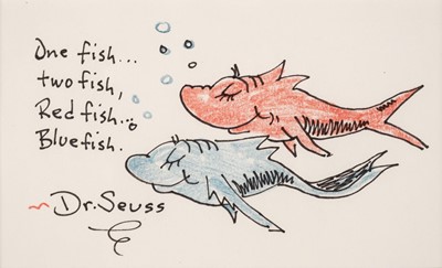 Lot 524 - Geisel (Theodor Seuss, 'Dr. Seuss', 1904-1991). One fish...two fish, ink and pencil