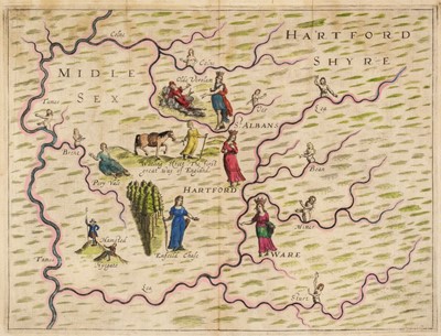 Lot 92 - Drayton (Michael). Untitled map of Middlesex and Hertfordshire, circa 1622