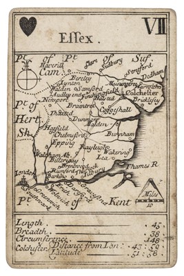Lot 120 - Lenthall (John). A set of 49 (of 52) playing card maps and two explanation cards, circa 1717
