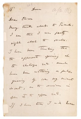 Lot 320 - Darwin (Charles Robert, 1809-1882). Autograph Letter Signed, 1863