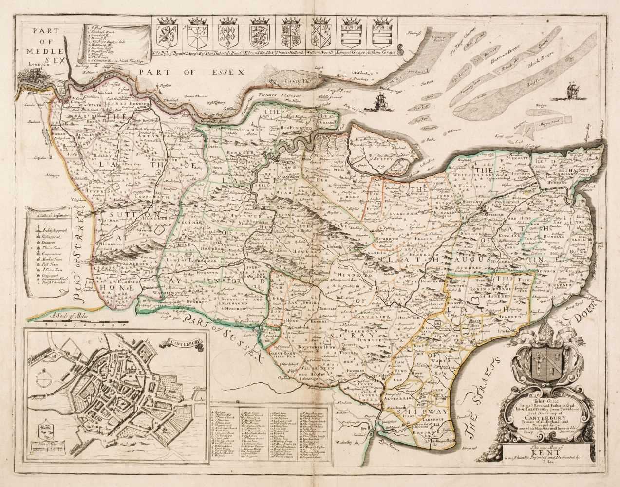 Lot 146 - Kent. Saxton (Christopher & Lea Philip), ..., This New Map of Kent..., circa 1693